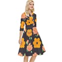 Retro 40s 50s Flowers Pattern Halloween 3 Classy Knee Length Dress View2