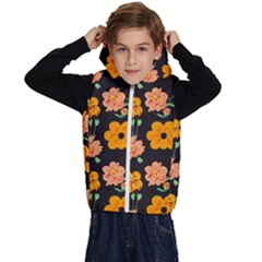 Retro 40s 50s Flowers Pattern Halloween 3 Kids  Stylish Hooded Puffer Vest by violetheavensky