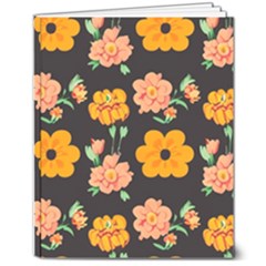 Retro 40s 50s Flowers Pattern Halloween 3 8  X 10  Softcover Notebook by violetheavensky