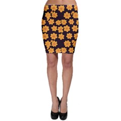 Retro 40s 50s Flowers Pattern Halloween 4 Bodycon Skirt by violetheavensky