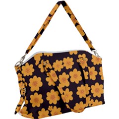 Retro 40s 50s Flowers Pattern Halloween 4 Canvas Crossbody Bag by violetheavensky