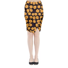 Retro 40s 50s Flowers Pattern Halloween 4 Midi Wrap Pencil Skirt by violetheavensky