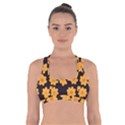 Retro 40s 50s Flowers Pattern Halloween 4 Cross Back Sports Bra View1