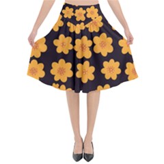 Retro 40s 50s Flowers Pattern Halloween 4 Flared Midi Skirt by violetheavensky