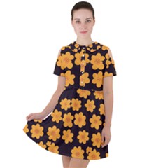 Retro 40s 50s Flowers Pattern Halloween 4 Short Sleeve Shoulder Cut Out Dress  by violetheavensky