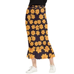 Retro 40s 50s Flowers Pattern Halloween 4 Maxi Fishtail Chiffon Skirt by violetheavensky