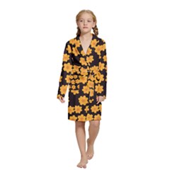 Retro 40s 50s Flowers Pattern Halloween 4 Kids  Long Sleeve Velvet Lounge Robe by violetheavensky