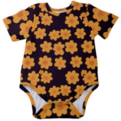 Retro 40s 50s Flowers Pattern Halloween 4 Baby Short Sleeve Bodysuit by violetheavensky