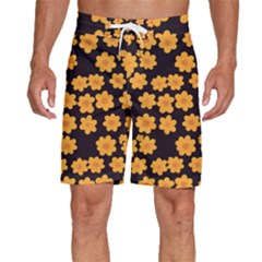 Retro 40s 50s Flowers Pattern Halloween 4 Men s Beach Shorts by violetheavensky