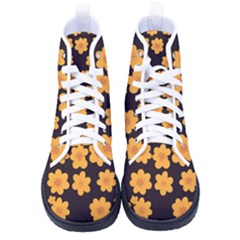 Retro 40s 50s Flowers Pattern Halloween 4 Men s High-top Canvas Sneakers by violetheavensky