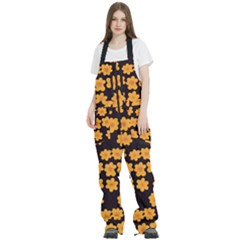 Retro 40s 50s Flowers Pattern Halloween 4 Women s Front Zip Ski And Snowboard Bib Pants by violetheavensky