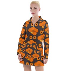 Retro 40s 50s Flowers Pattern Halloween 2 Women s Long Sleeve Casual Dress by violetheavensky