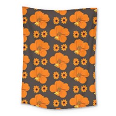 Retro 40s 50s Flowers Pattern Halloween 2 Medium Tapestry by violetheavensky