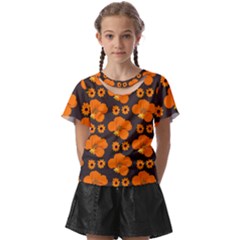 Retro 40s 50s Flowers Pattern Halloween 2 Kids  Front Cut T-shirt by violetheavensky