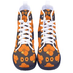 Retro 40s 50s Flowers Pattern Halloween 2 Men s High-top Canvas Sneakers by violetheavensky