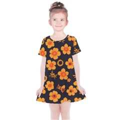 Retro 40s 50s Flowers Pattern Halloween Kids  Simple Cotton Dress by violetheavensky