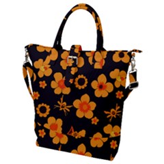 Retro 40s 50s Flowers Pattern Halloween Buckle Top Tote Bag by violetheavensky