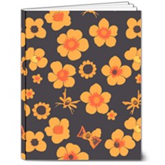 Retro 40s 50s Flowers Pattern Halloween 7  X 9  Softcover Notebook by violetheavensky