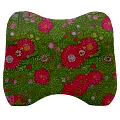 Mid Century Retro Floral 1970s 1960s Pattern 88 Velour Head Support Cushion by violetheavensky