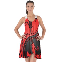 Red Yin Yang Dragons Show Some Back Chiffon Dress by JeffBartels