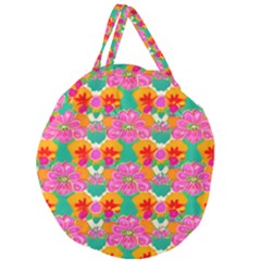 Retro 40s 50s Mexico Flowers Pattern Giant Round Zipper Tote by violetheavensky