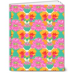 Retro 40s 50s Mexico Flowers Pattern 8  X 10  Softcover Notebook by violetheavensky