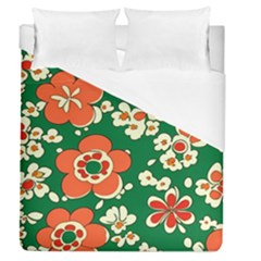 Mid Century Retro Floral 1970s 1960s Pattern 94 Duvet Cover (queen Size) by violetheavensky