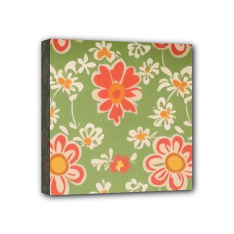 Retro 40s 50s Mexico Flowers Pattern 3 Mini Canvas 4  X 4  (stretched) by violetheavensky