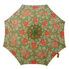 Retro 40s 50s Mexico Flowers Pattern 3 Hook Handle Umbrellas (large) by violetheavensky