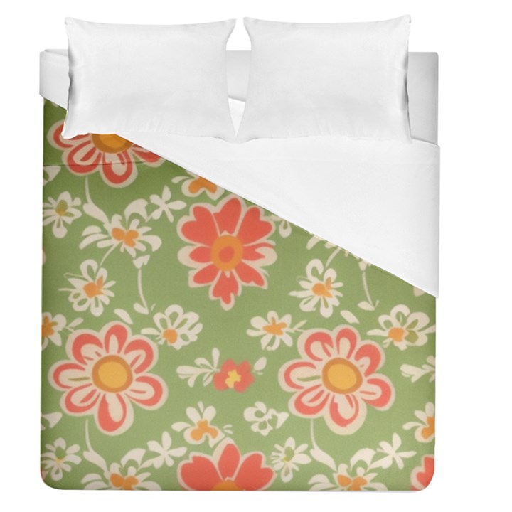 Retro 40s 50s Mexico Flowers Pattern 3 Duvet Cover (Queen Size)