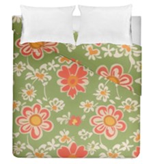 Retro 40s 50s Mexico Flowers Pattern 3 Duvet Cover Double Side (queen Size) by violetheavensky