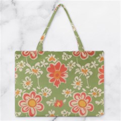 Retro 40s 50s Mexico Flowers Pattern 3 Zipper Medium Tote Bag by violetheavensky