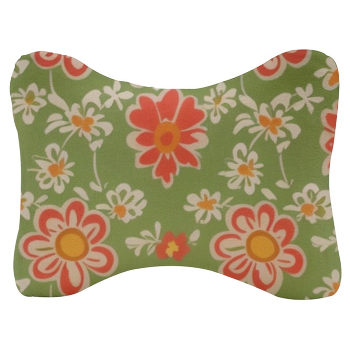 Retro 40s 50s Mexico Flowers Pattern 3 Velour Seat Head Rest Cushion