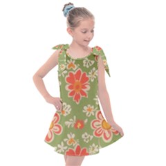 Retro 40s 50s Mexico Flowers Pattern 3 Kids  Tie Up Tunic Dress by violetheavensky