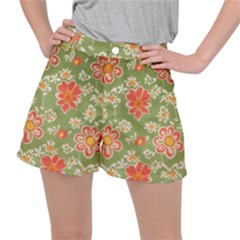 Retro 40s 50s Mexico Flowers Pattern 3 Women s Ripstop Shorts by violetheavensky