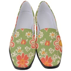 Retro 40s 50s Mexico Flowers Pattern 3 Women s Classic Loafer Heels by violetheavensky