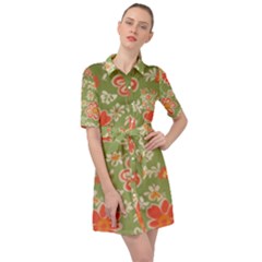 Retro 40s 50s Mexico Flowers Pattern 3 Belted Shirt Dress by violetheavensky