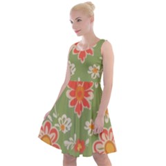 Retro 40s 50s Mexico Flowers Pattern 3 Knee Length Skater Dress by violetheavensky