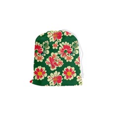 Retro 40s 50s Mexico Flowers Pattern 2 Drawstring Pouch (small) by violetheavensky