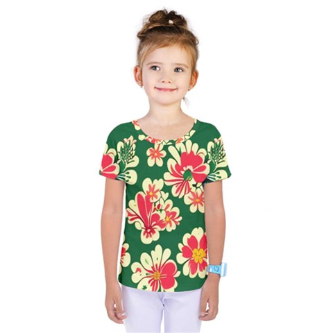 Retro 40s 50s Mexico Flowers Pattern 2 Kids  One Piece T-shirt by violetheavensky