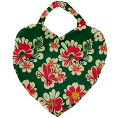 Retro 40s 50s Mexico Flowers Pattern 2 Giant Heart Shaped Tote by violetheavensky