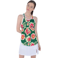 Retro 40s 50s Mexico Flowers Pattern 2 Racer Back Mesh Tank Top by violetheavensky