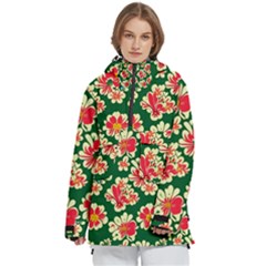 Retro 40s 50s Mexico Flowers Pattern 2 Women s Pullover Zip Ski And Snowboard Waterproof Breathable Jacket by violetheavensky