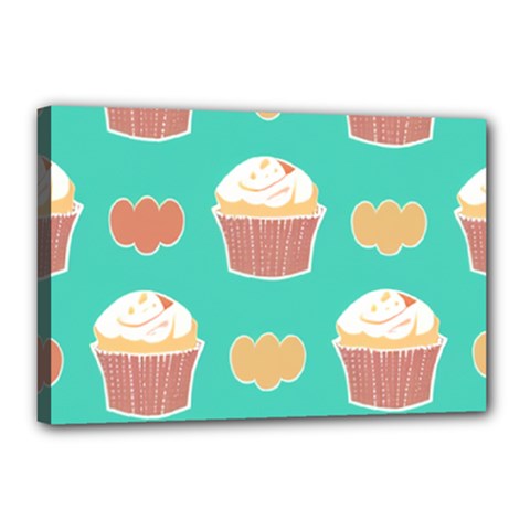 Retro 40s 50s Cupcake Pattern 3 Canvas 18  X 12  (stretched) by violetheavensky