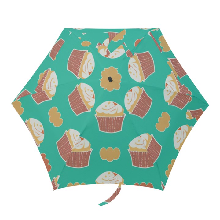 Retro 40s 50s Cupcake Pattern 3 Mini Folding Umbrellas