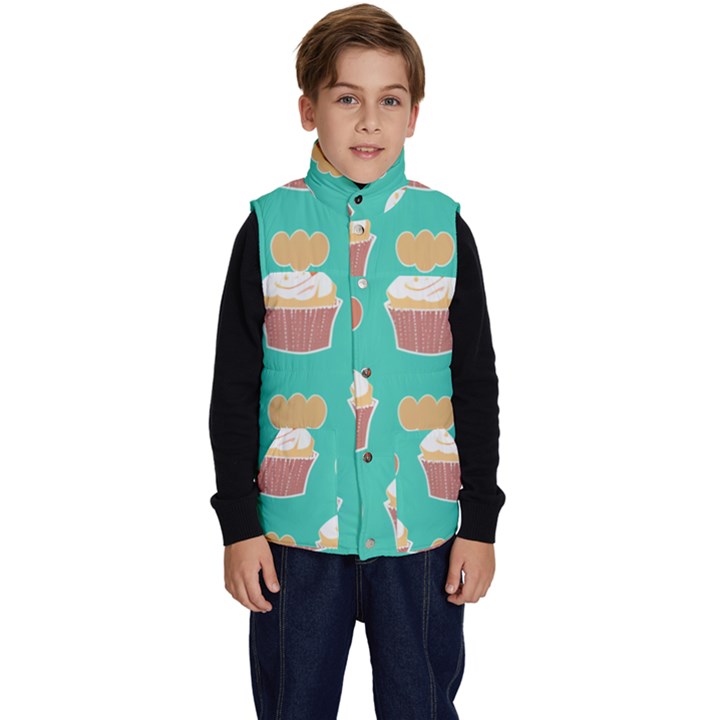 Retro 40s 50s Cupcake Pattern 3 Kid s Button Up Puffer Vest