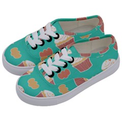 Retro 40s 50s Cupcake Pattern 3 Kids  Classic Low Top Sneakers by violetheavensky