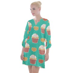 Retro 40s 50s Cupcake Pattern 3 Open Neck Shift Dress by violetheavensky