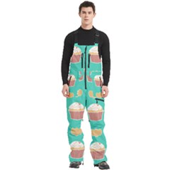 Retro 40s 50s Cupcake Pattern 3 Men s Front Zip Ski And Snowboard Bib Pants by violetheavensky