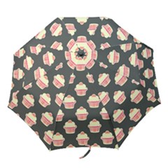 Retro 40s 50s Cupcake Pattern 4 Folding Umbrellas by violetheavensky